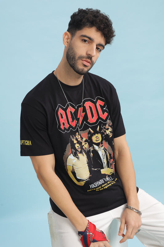 Men's Oversized T-shirt in Black - ACDC