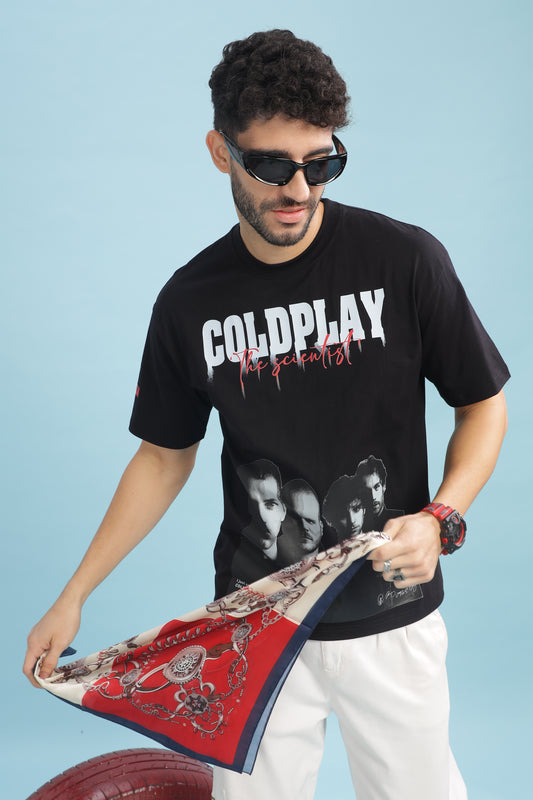 Men's Oversized T-shirt in Black - Coldplay