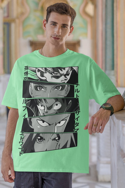 Men's Mint Oversized T-shirt - Anime Eyes