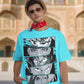 Men's Cyan Oversized T-shirt - Anime Eyes