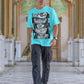 Men's Cyan Oversized T-shirt - Anime Eyes