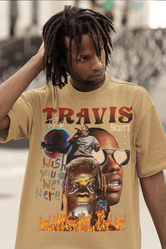 Men's Oversized T-shirt in Beige - Travis Scott Astroworld