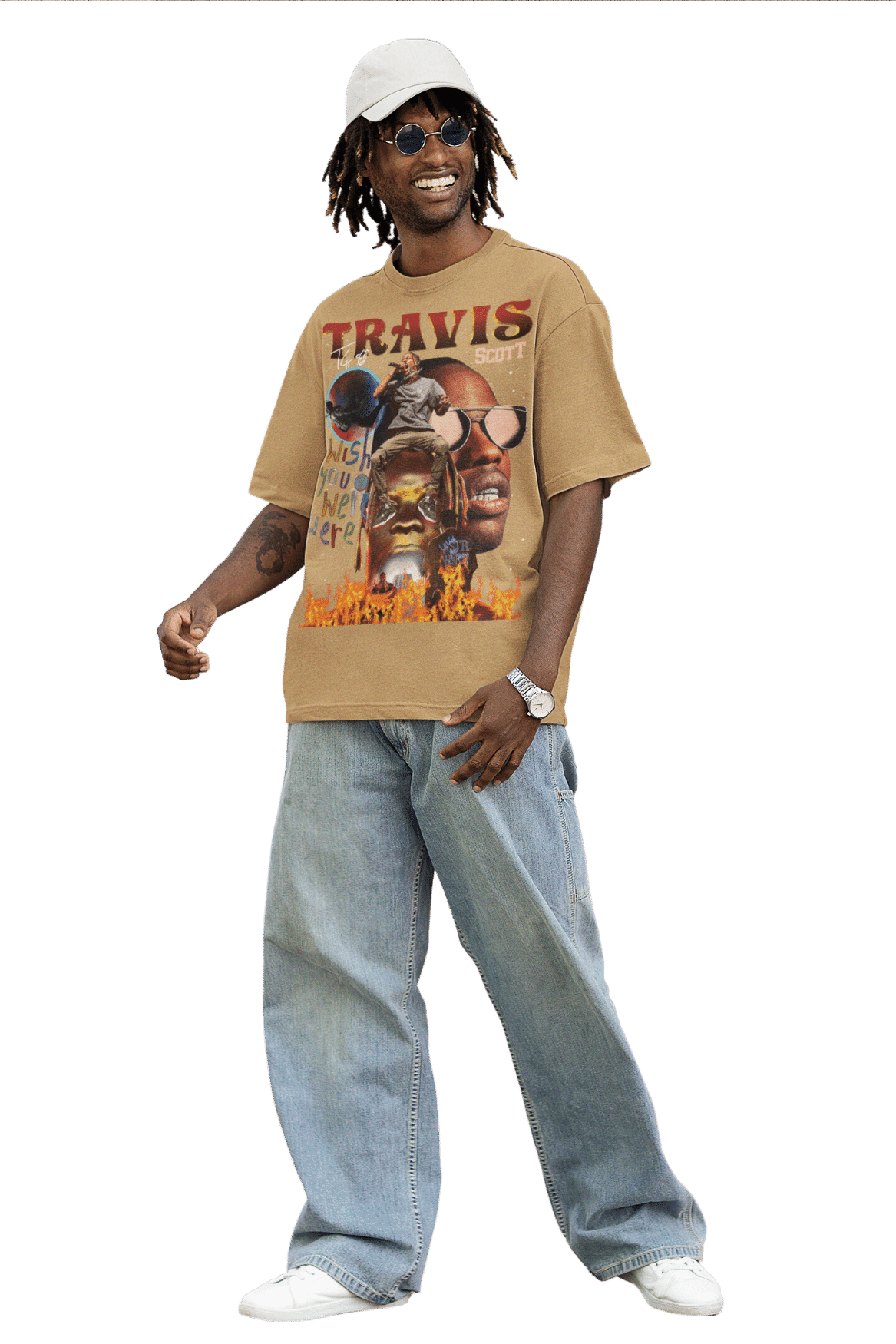 Men's Oversized T-shirt in Beige - Travis Scott Astroworld