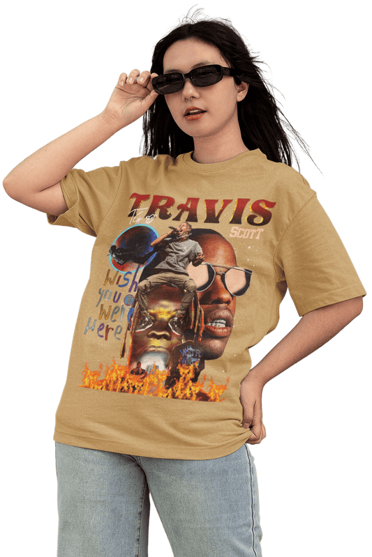 Women's Oversized T-shirt in Beige - Travis Scott Astroworld