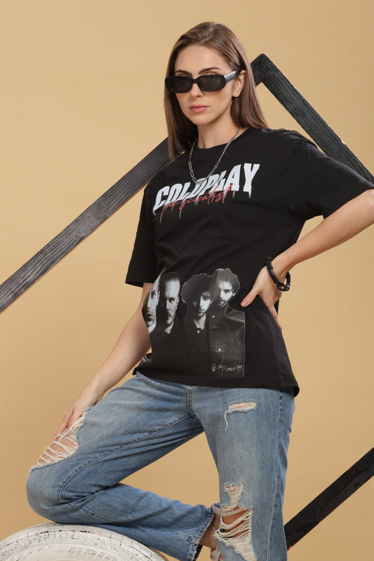 Women's Oversized T-shirt in Black - Coldplay