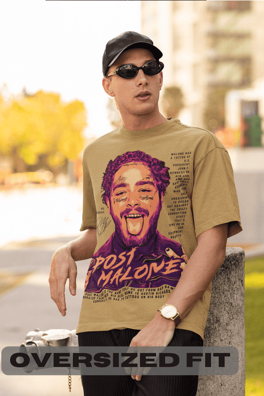 Men's Oversized T-shirt Beige Color - Post Malone