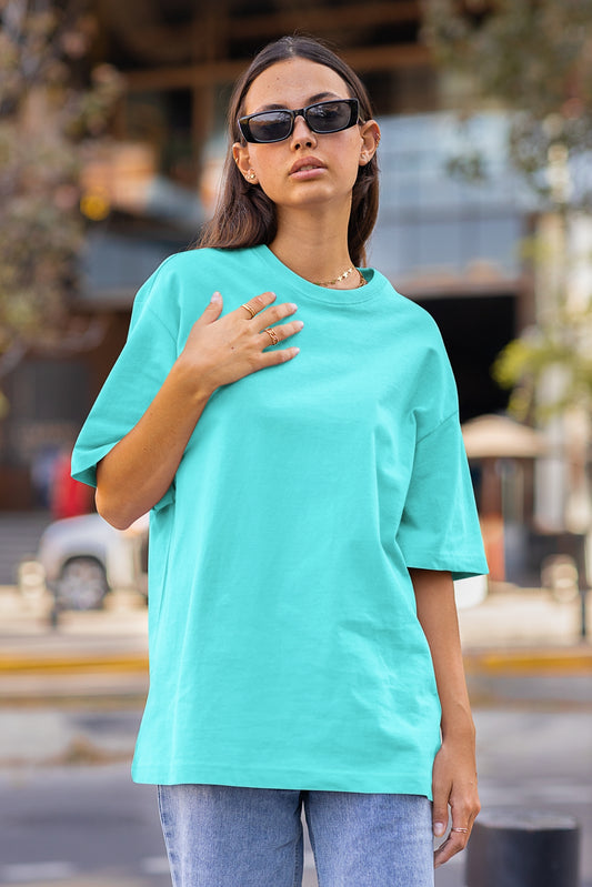 Women's Oversized T-shirt in Solid Cyan