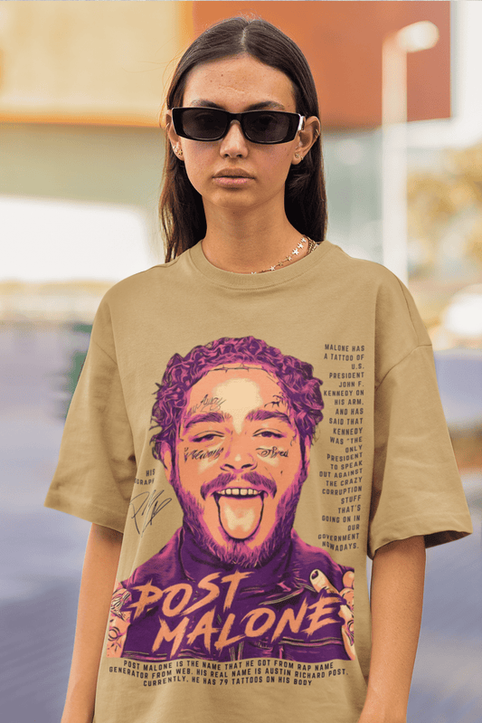 Women's Oversized T-shirt in Beige color - Post Malone