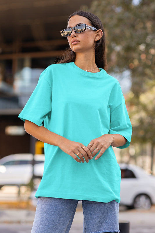 Women's Oversized T-shirt in Solid Cyan