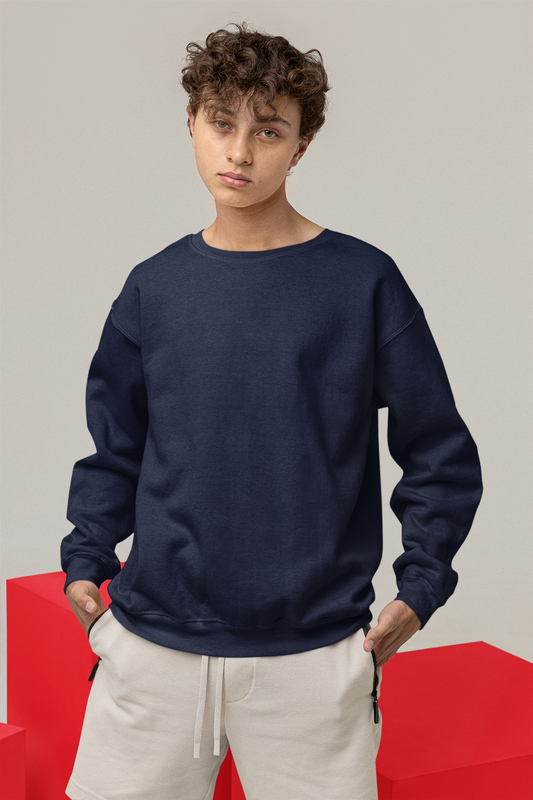 Men's Sweatshirt in Solid Navy Blue