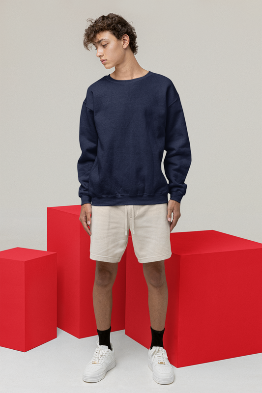 Men's Sweatshirt in Solid Navy Blue