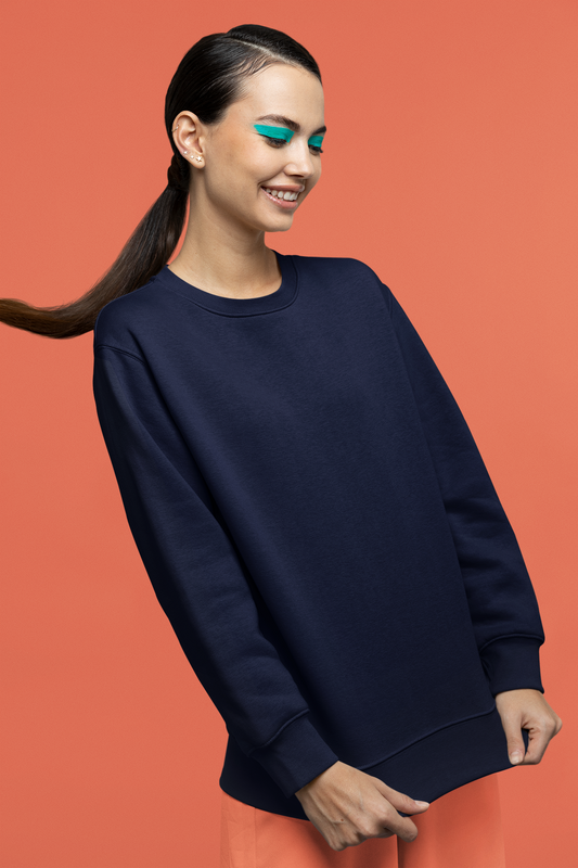 Women's Sweatshirt in Solid Navy Blue