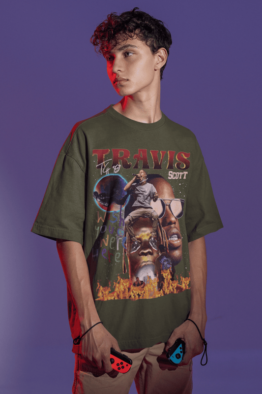 Olive Green Oversized Tee Travis Scott Astroworld