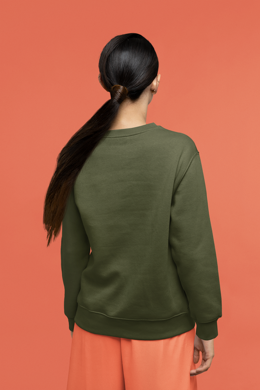 Women's Sweatshirt in Solid Olive Green