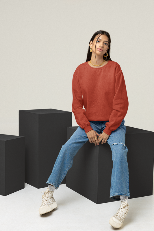 Women's Sweatshirt in Solid Coral