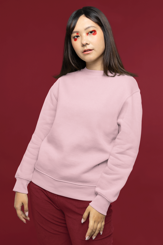 Women's Sweatshirt in Solid Light Baby Pink