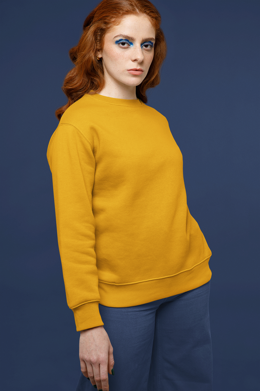 Women's Sweatshirt in Solid Mustard Yellow