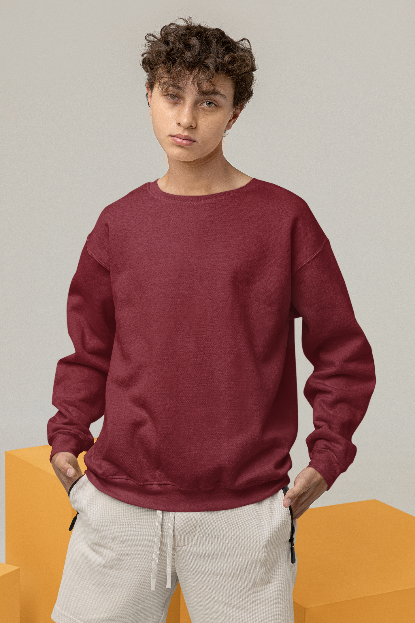 Men's Sweatshirt in Solid Maroon