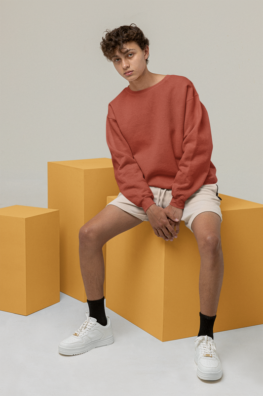 Men's Sweatshirt in Solid Coral