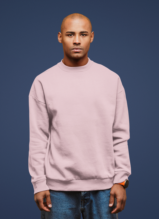 Men's Sweatshirt in Solid Light Baby Pink