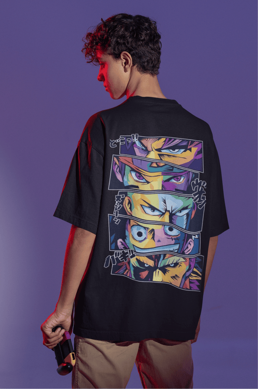 Anime Black Oversized T-shirt Backprint