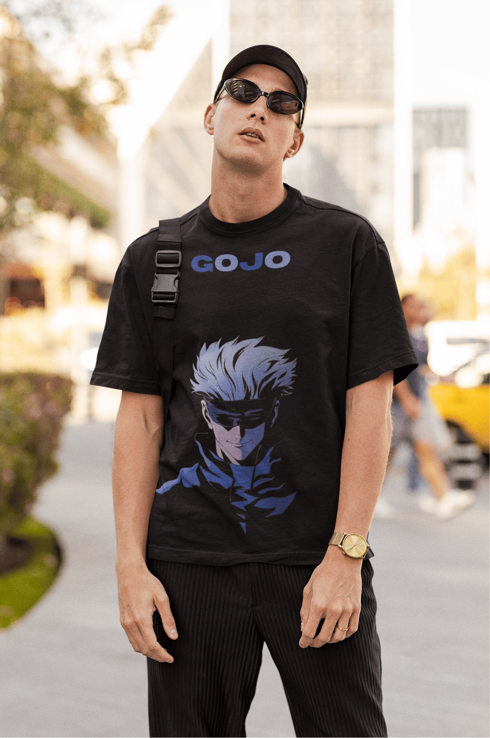 Gojo Anime Black Oversized Tee