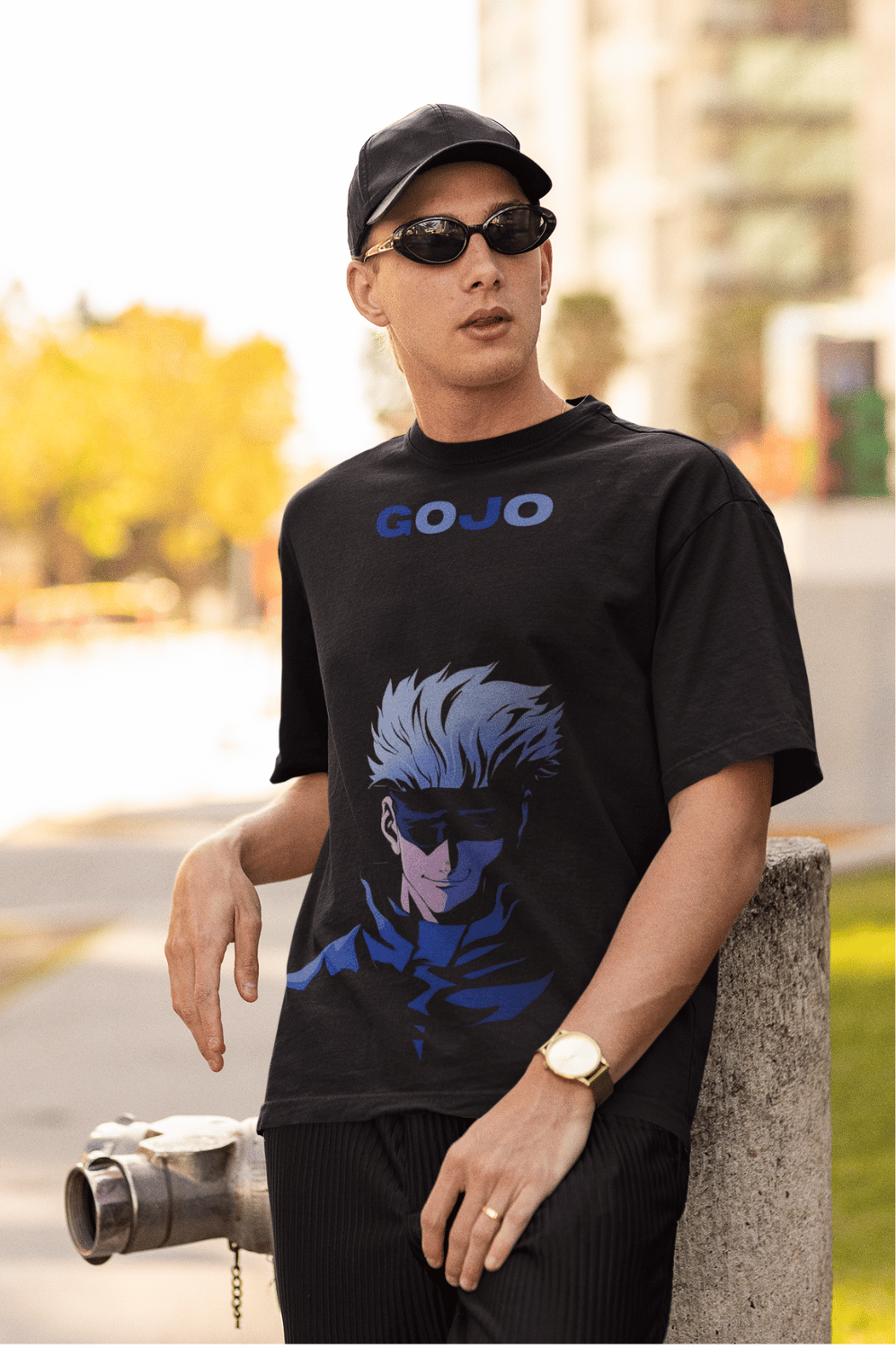 Gojo Pic Unisex Black Oversized T-shirt