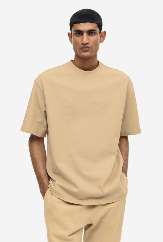 Men's Oversized T-shirt Solid Beige CAPTCHA