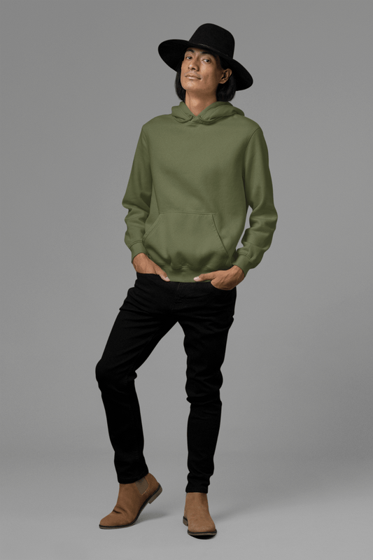 Men's Hoodie in Olive Green color