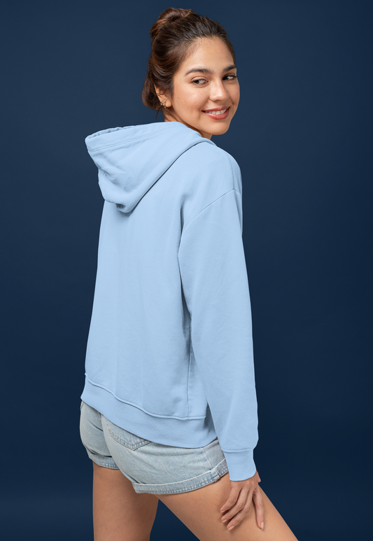 Women's Hooded Sweatshirt in Solid Baby Blue CAPTCHA