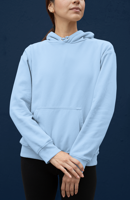 Women's Hooded Sweatshirt in Solid Baby Blue CAPTCHA