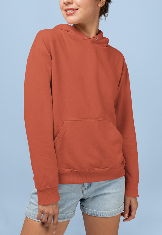 Women's Hooded Sweatshirt in Solid Coral CAPTCHA