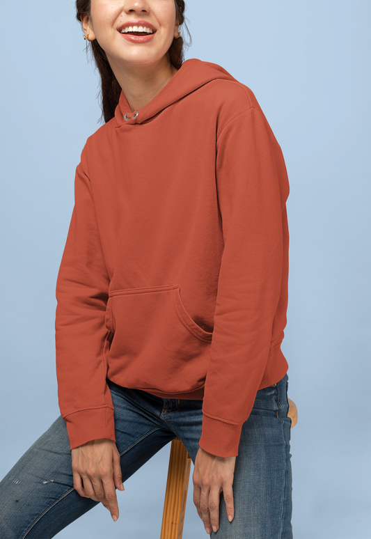 Women's Hooded Sweatshirt in Solid Coral CAPTCHA