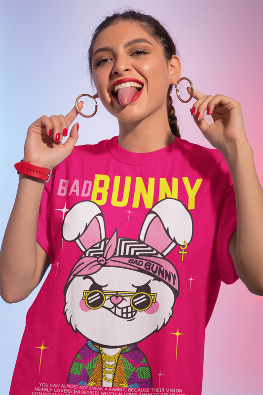 Women's Oversized T-shirt in Pink - Bad Bunny CAPTCHA